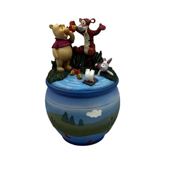 2001 Disney Bradford Winnie The Pooh Fishing For Fun Christmas Ornament 38834 - Picture 1 of 4